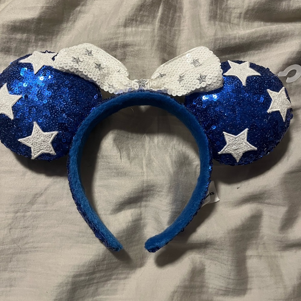 Disney Parks Blue & White Stars Minnie Ear Headband